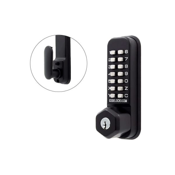 Codelocks CL255 Mechanical, Light Duty, Marine Grade Black, 2 3 8 - 2 3 4 Backset, Tubular Mortise Latchbolt with Key Override and Holdback Feature on Sale