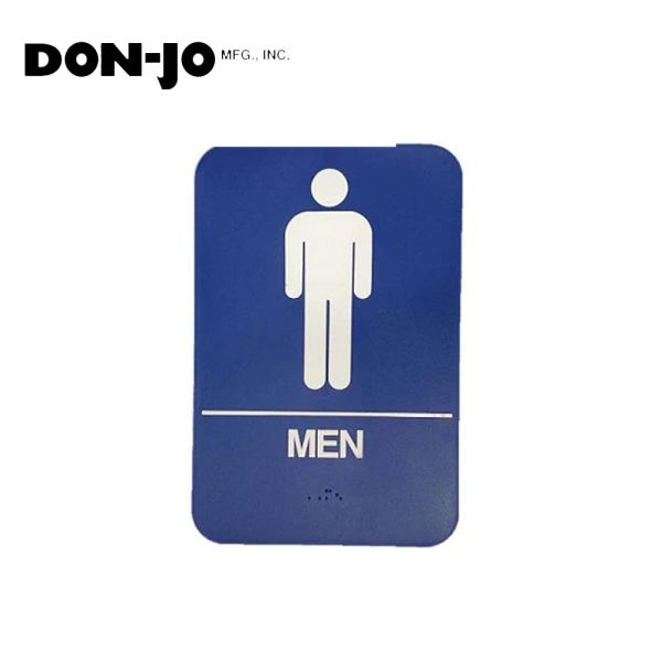 Don-Jo - HS-9070-02 - A.D.A. Sign for Men Rectangle 6 Width and 9 Length Raised Lettering - White on Blue Online Hot Sale - Image 2