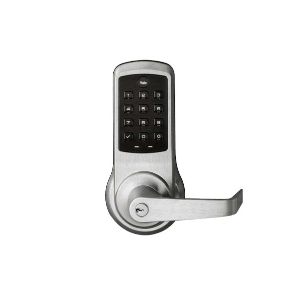 Yale - NexTouch - Commercial Electronic Pushbutton Keypad Cylindrical Locks with Augusta Lever and 2-3 4 Backset - Schlage C Keyway - Grade 1 - 626 (Satin Chrome) on Sale