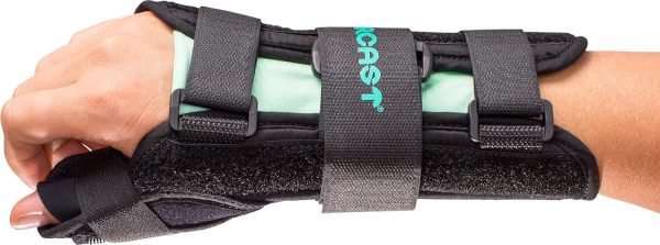 DJO AirCast A2 Wrist Brace With Thumb Spica 05WTMR - D-Ring   Hook and Loop Strap Closure, Adult, Black, Right Hand - 6 1 8  to 7 3 4  Wrist Circumference (Medium), One Unit Cheap