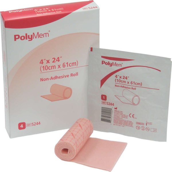Ferris PolyMem 5244 - Foam Dressing, Sterile, Non-Adhesive Without Border, Without Film Backing, Pink, Roll - 4  x 24 , Box of 4 For Discount