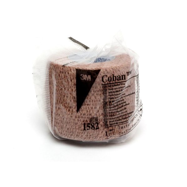 3M Coban Cohesive Bandage 1582 - Self-Adherent Closure, Standard Compression, NonSterile, Nonwoven, Elastic, Tan - 2  x 5 Yard Roll, Pack of 6 Online now