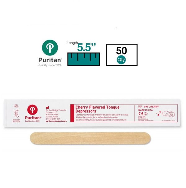 Puritan 710 CHERRY - Junior Wood Tongue Depressor, Cherry Flavor, NonSterile, Individually Wrapped, 15.9 mm Width - 5 1 2 , Box of 50 For Discount