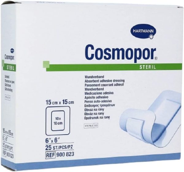 Hartmann Cosmopor 900823 - Adhesive Dressing, Nonwoven, Sterile, White, Square Shape - 6  x 6 , Box of 25 Supply