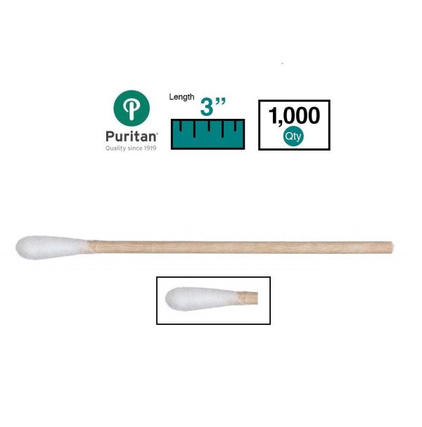 Puritan 803-WC - Swabstick, Wood Shaft, Cotton Tip, NonSterile, Single End Standard Tip Type - 3 , Box of 1000 For Discount