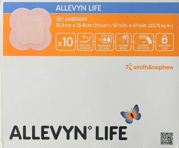 Smith & Nephew Allevyn Life 66801069 - Silicone Foam Dressing, Silicone Adhesive With Border, Film Backing, Sterile, Pink, Quadrilobe - 6  x 6 , Box of 10 Online Sale