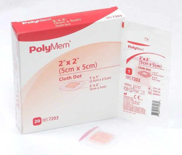Ferris PolyMem 7203 - Adhesive Cloth Dot Strip, Sterile, Pink   White,  1  x 1  Pad Size, Rectangle Shape - 2  x 2 , Box of 20 Online now