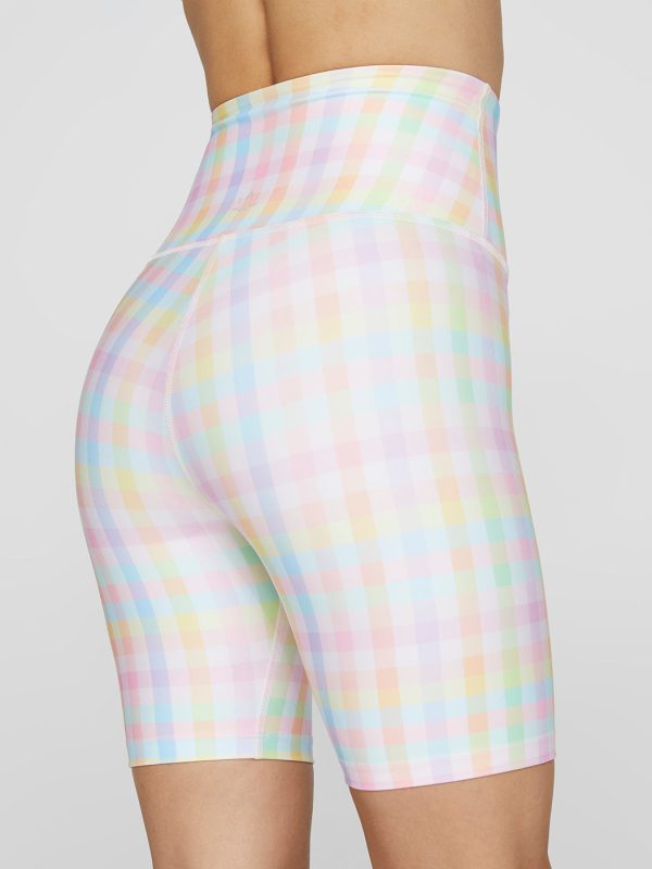 High Waisted Biker Short - Pastel Gingham Online Sale - Image 5
