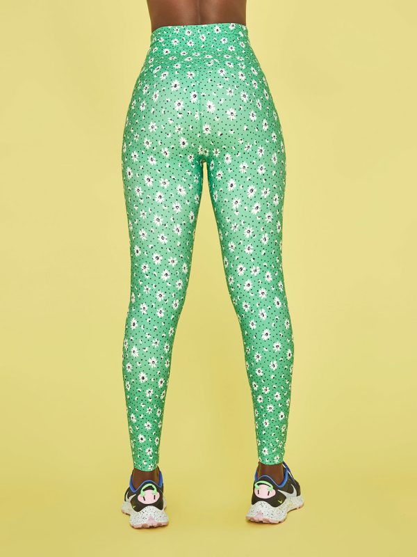 High Waisted Midi Legging - Honeydew Daisies Sale - Image 3